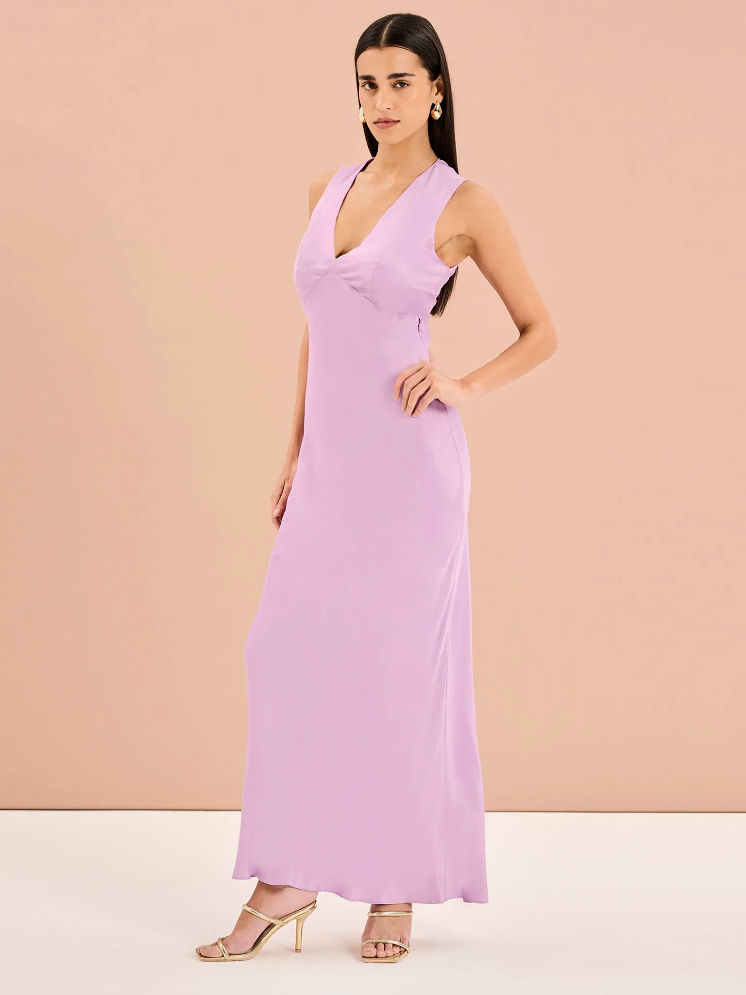 Nova Tie Back Dress in Lilac