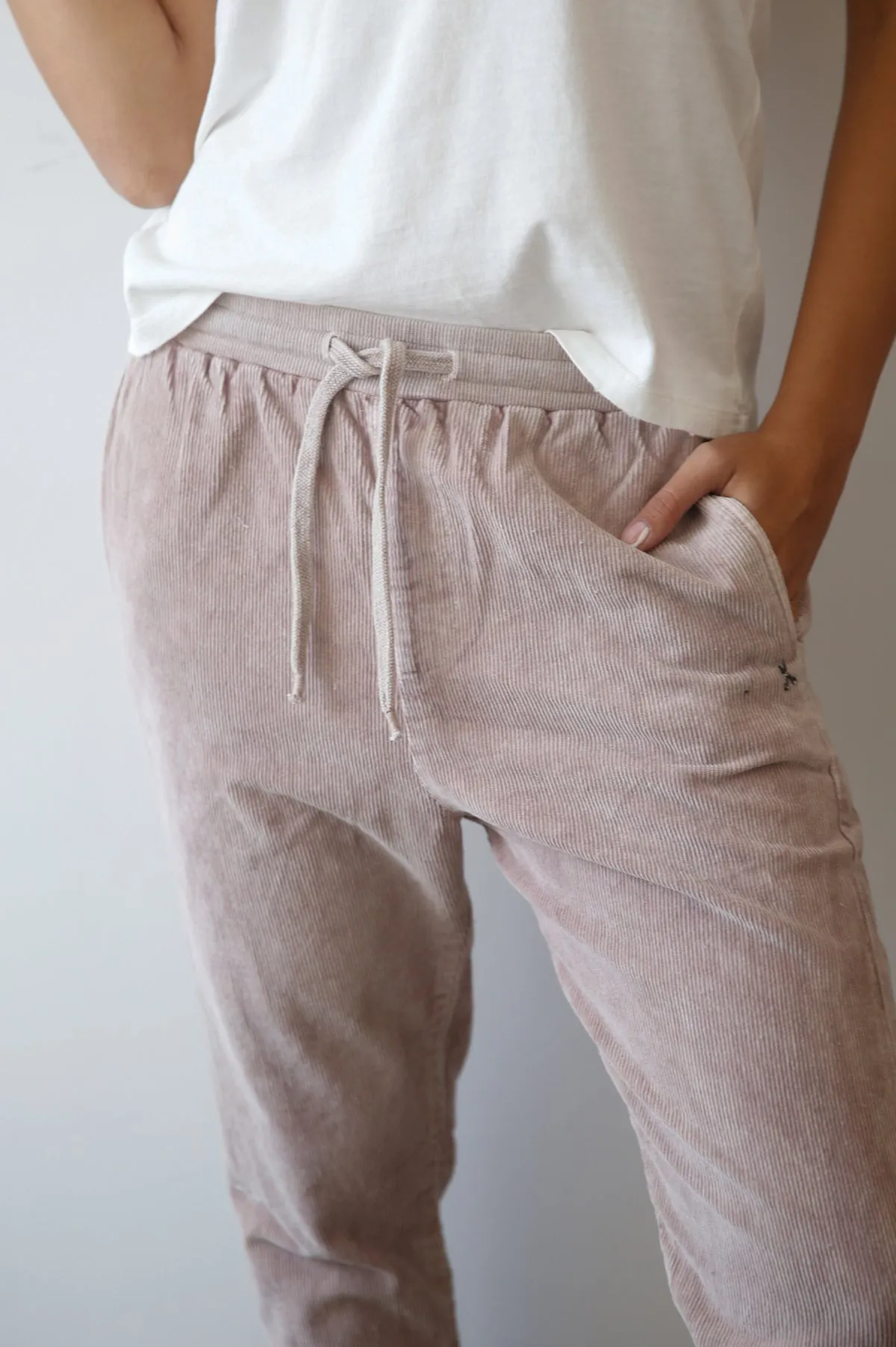 Nude Elastic Ribbed Corduroy Pants