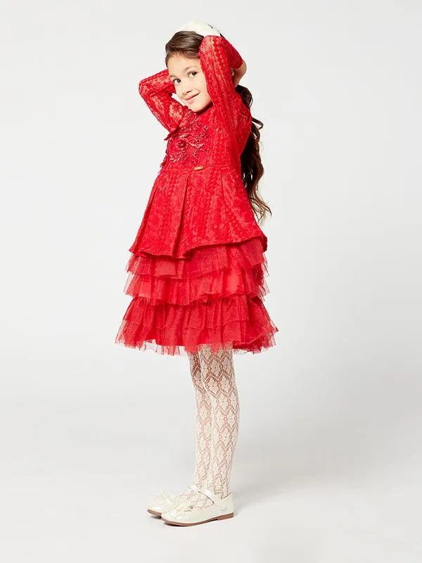 One Friday Red Lace Party Dress