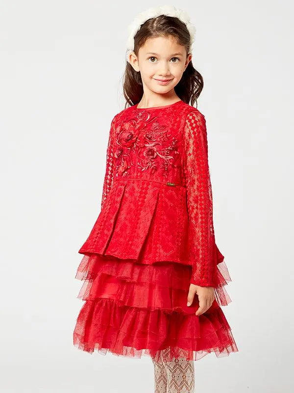 One Friday Red Lace Party Dress