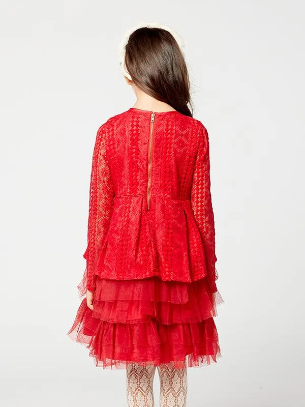 One Friday Red Lace Party Dress