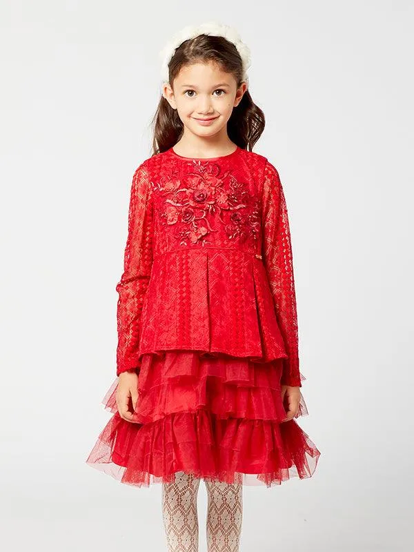 One Friday Red Lace Party Dress