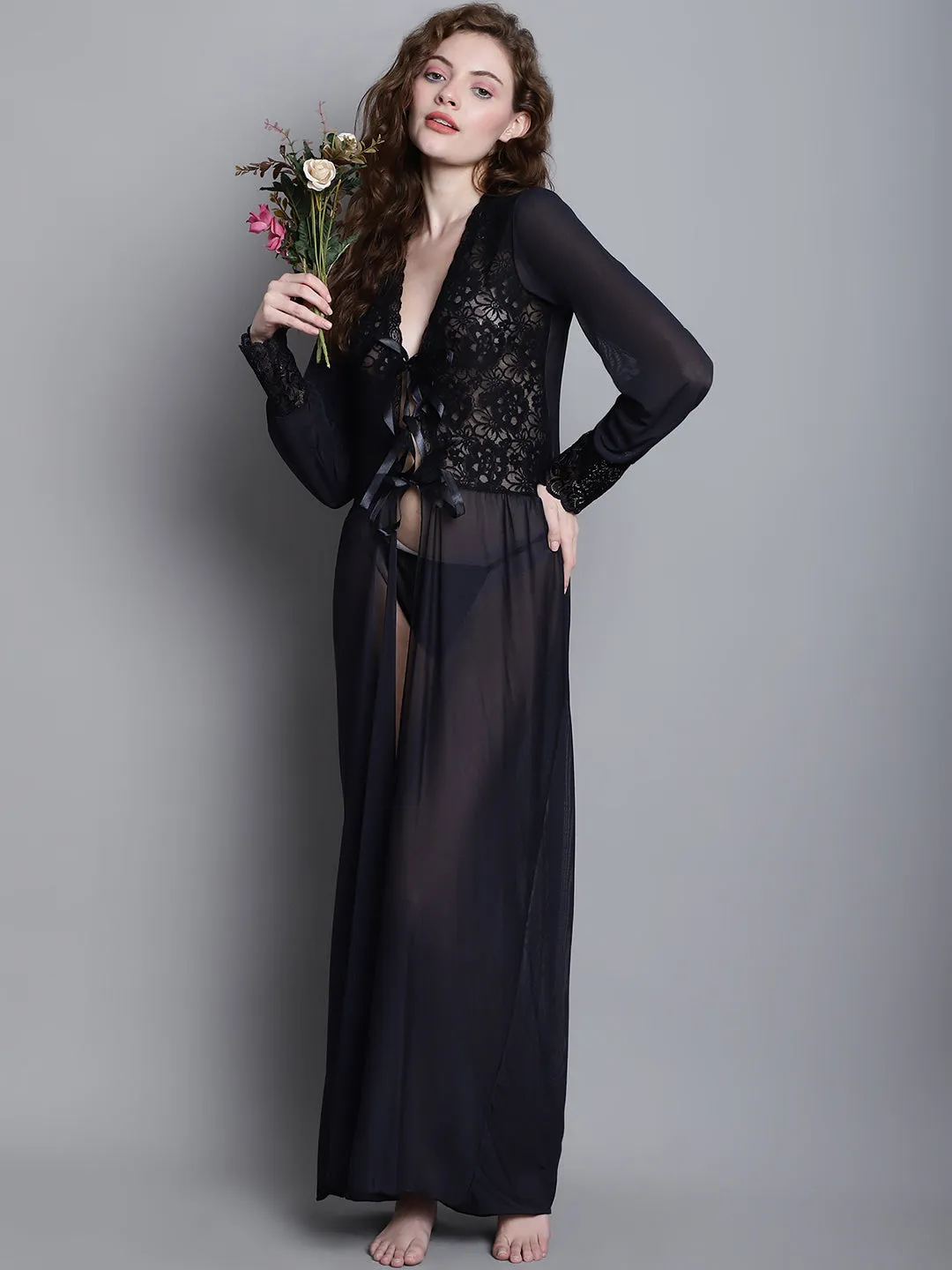 Overall Net with Exquisite Lace Robe