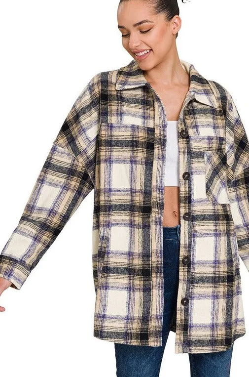 Oversized Yarn Dyed Plaid Longline Shacket