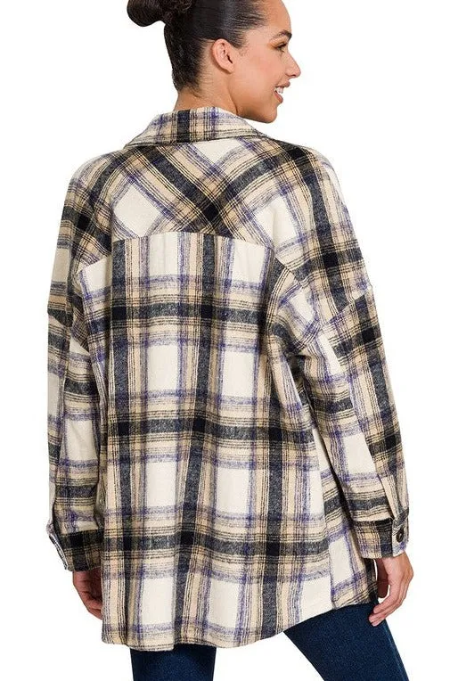 Oversized Yarn Dyed Plaid Longline Shacket