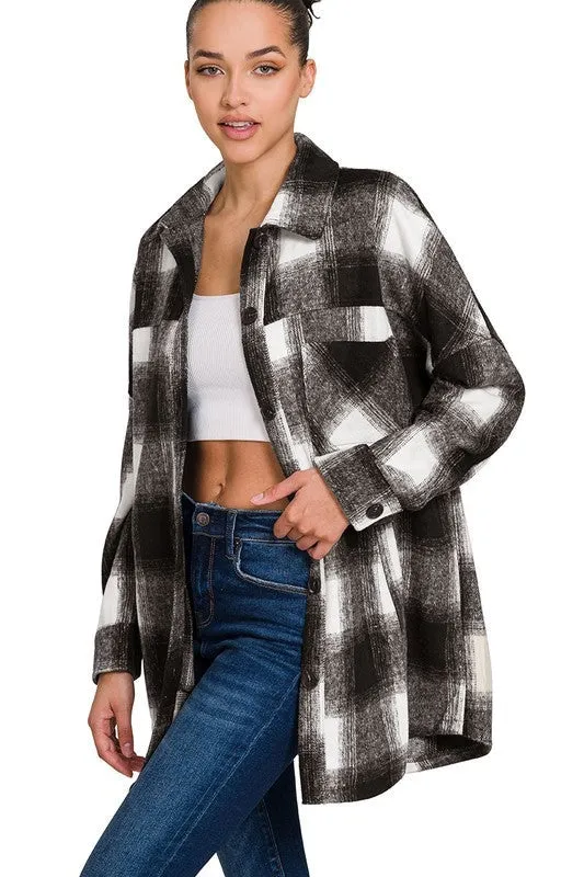 Oversized Yarn Dyed Plaid Longline Shacket