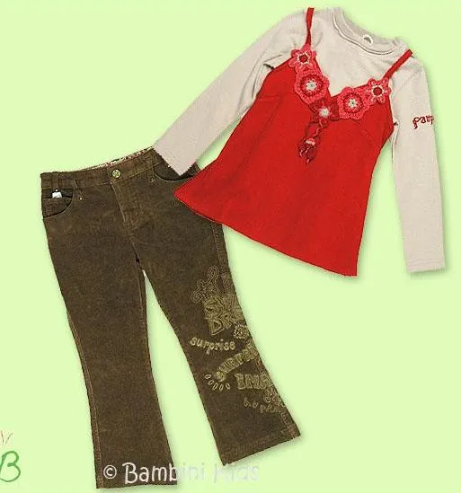 Pampolina Girls 3Pc Fall/Winter Vintage Pant Set