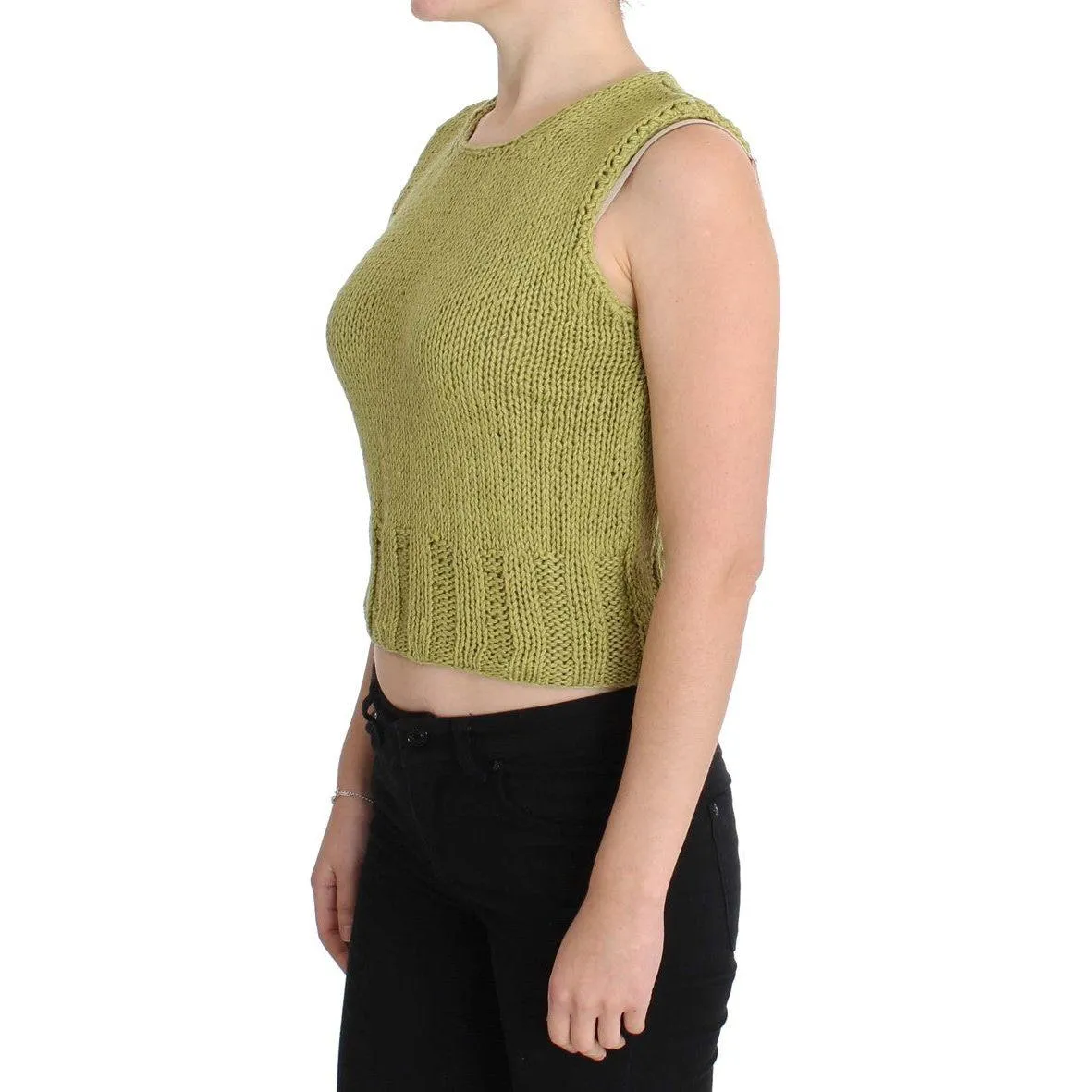 PINK MEMORIES Chic Green Knitted Sleeveless Vest Sweater