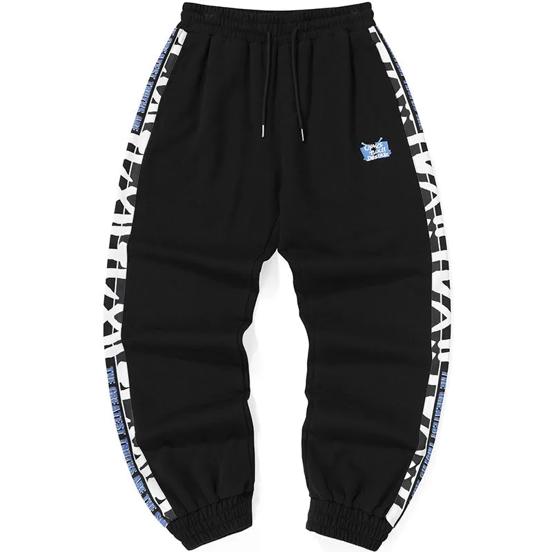 Plain Letter Print Loose Sweatpants