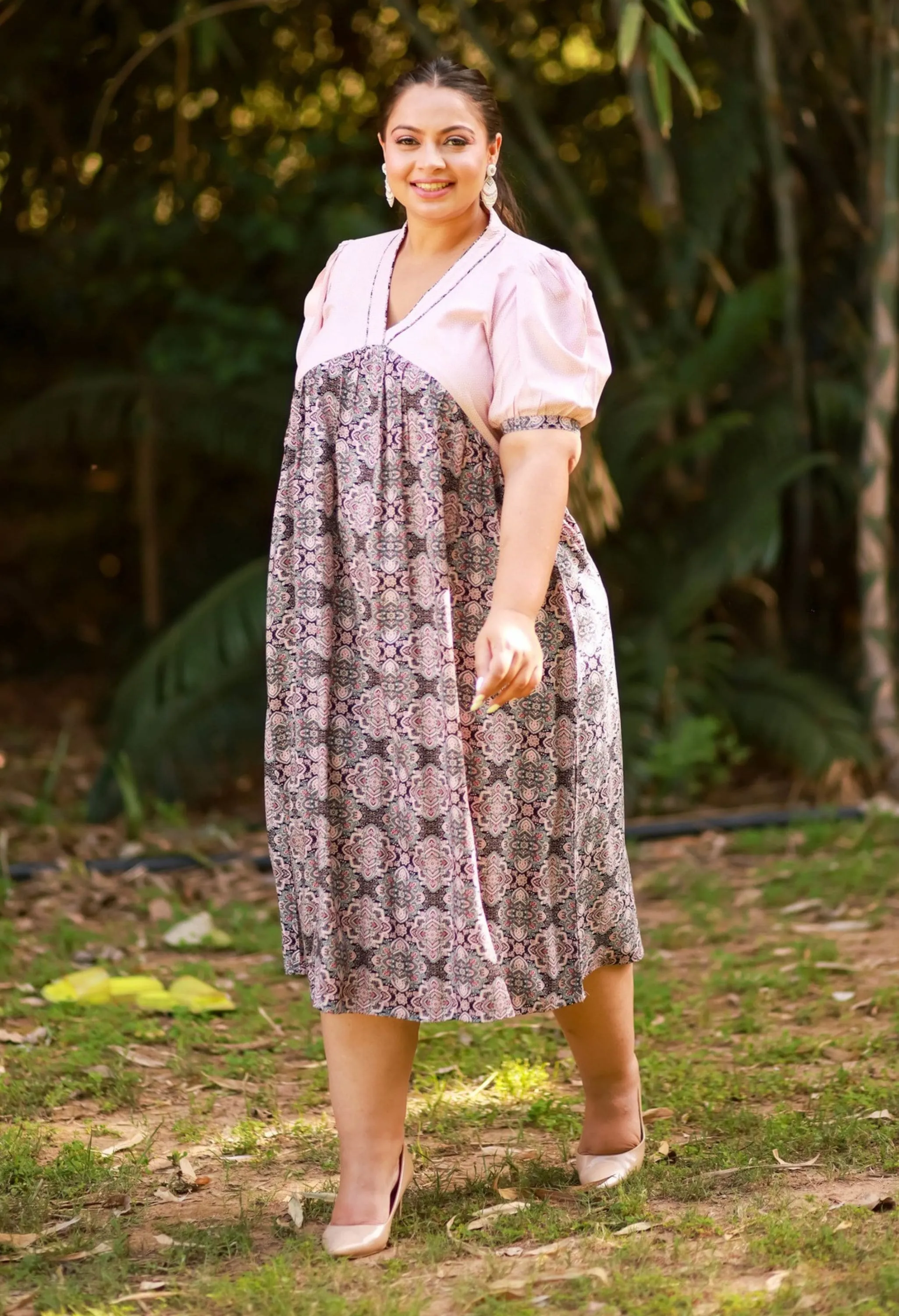 Plus Size Calm Pink Rayon Dress