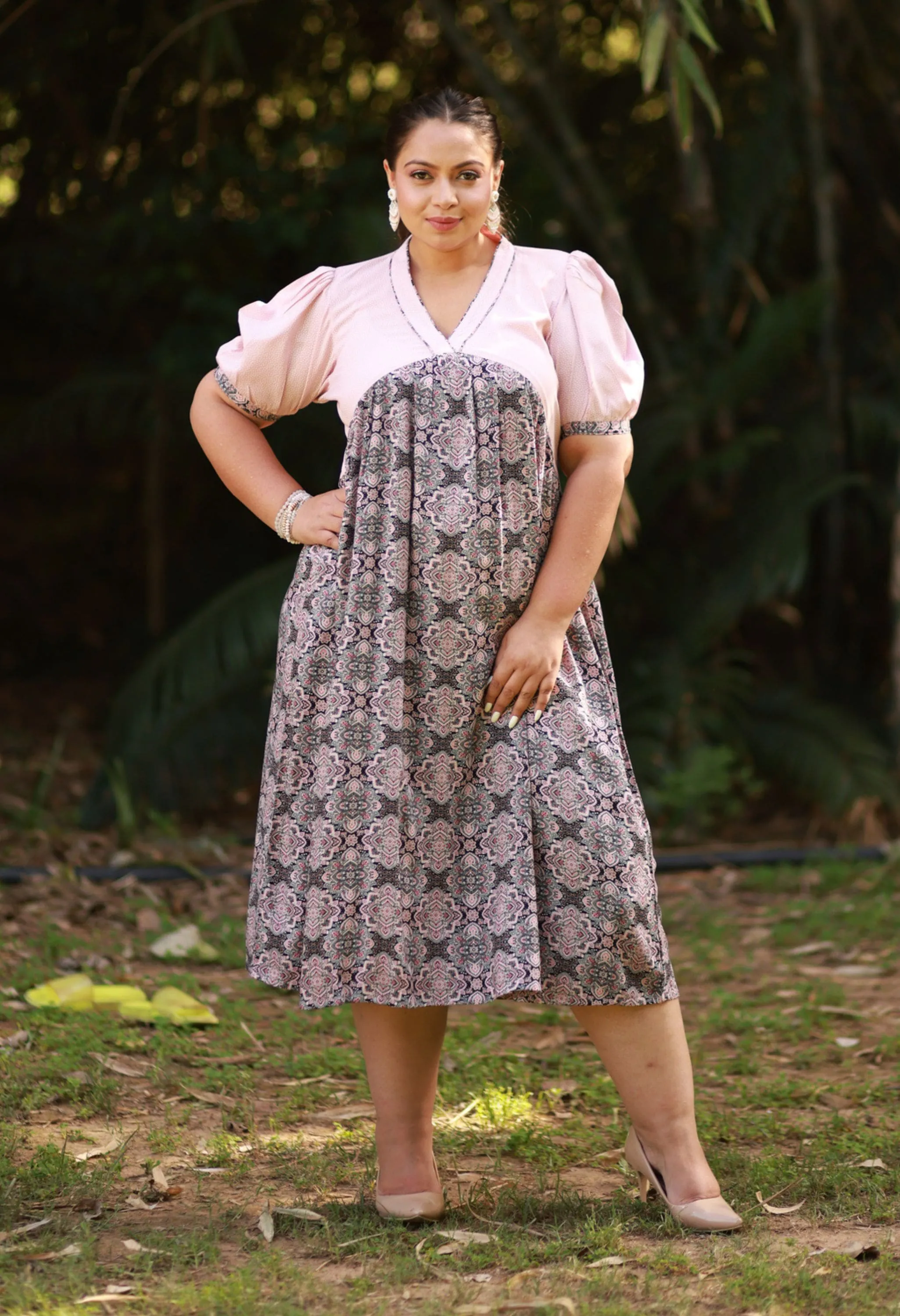 Plus Size Calm Pink Rayon Dress