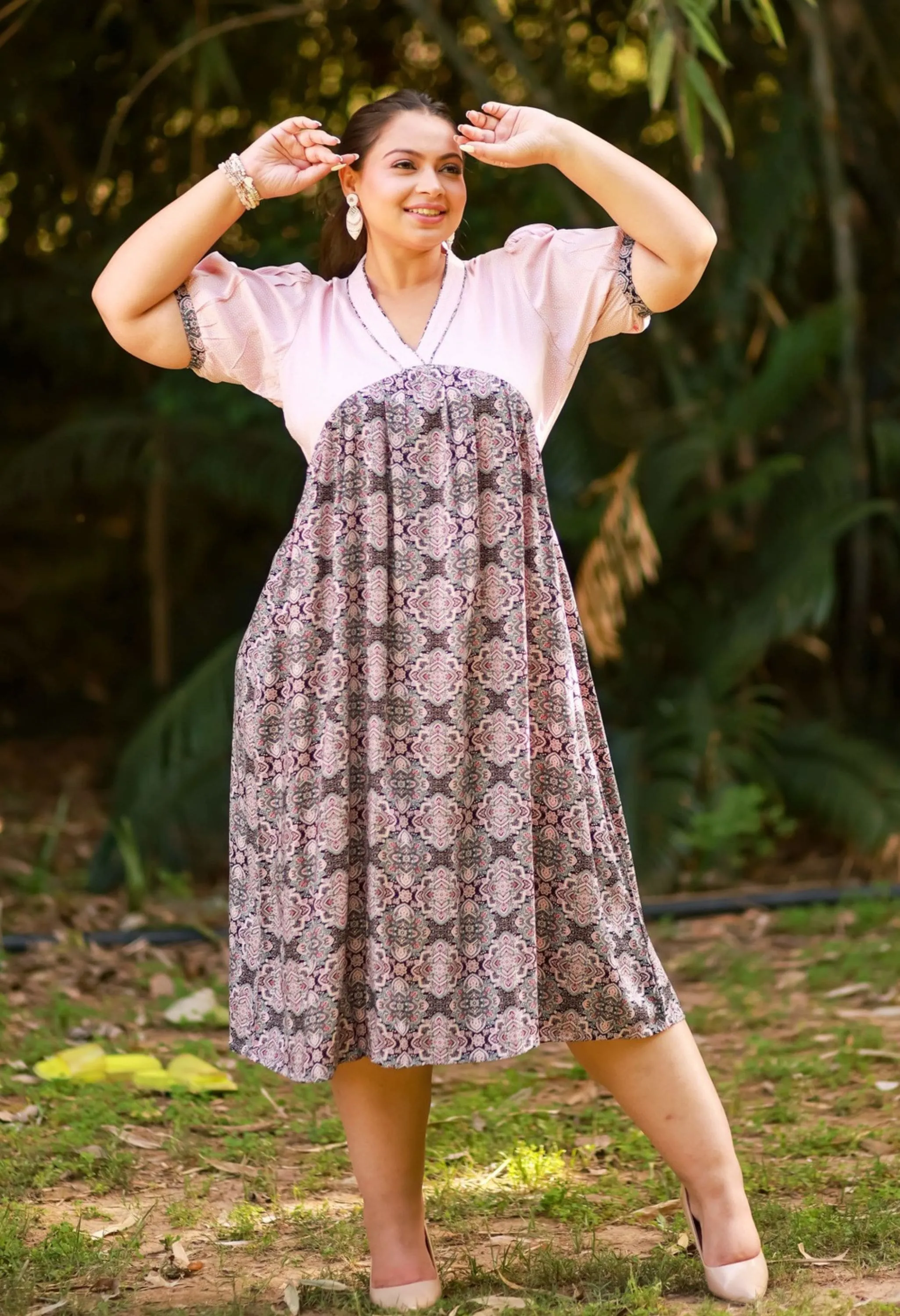 Plus Size Calm Pink Rayon Dress