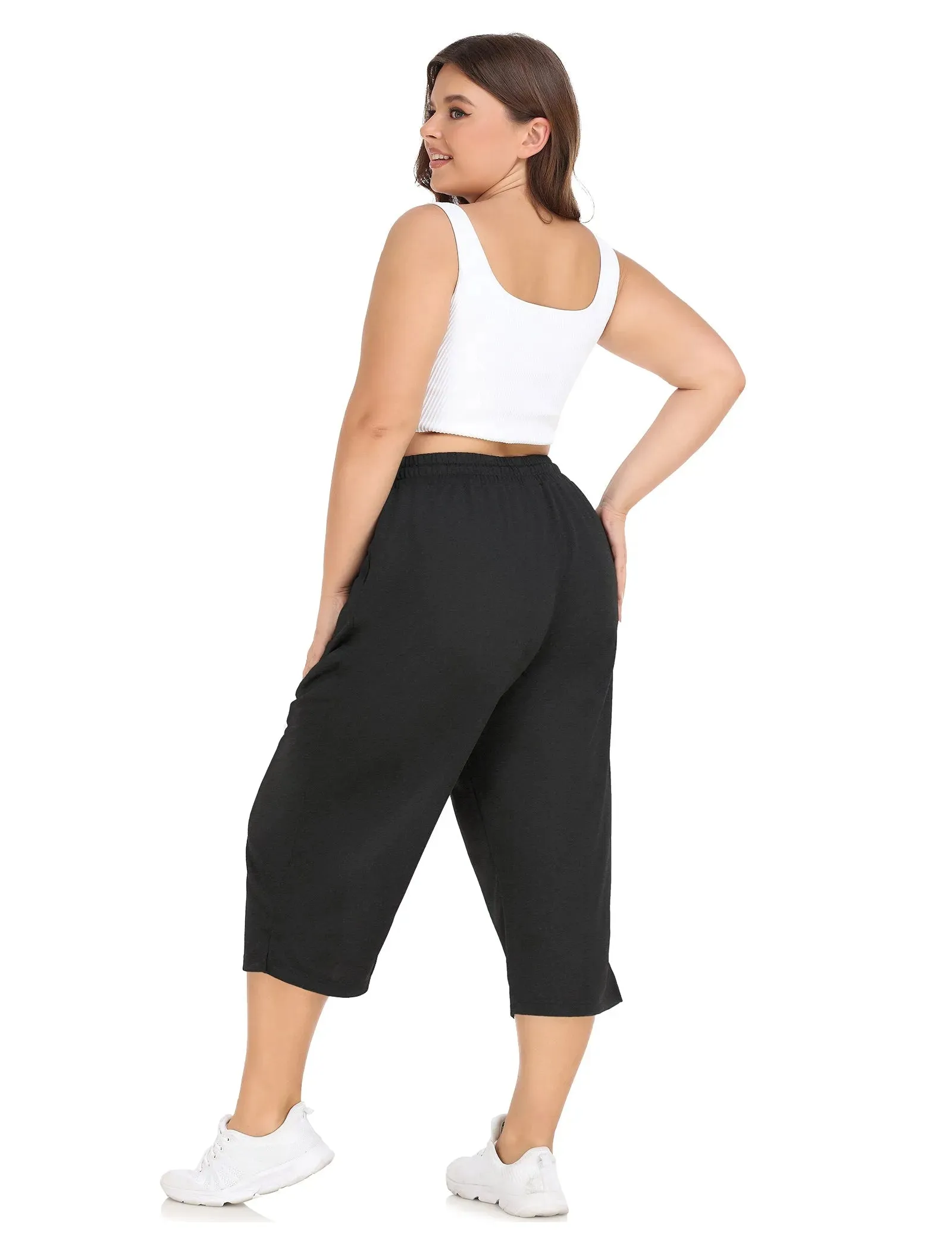 Pocket Elastic Waist Drawstring Capri Sweatpants