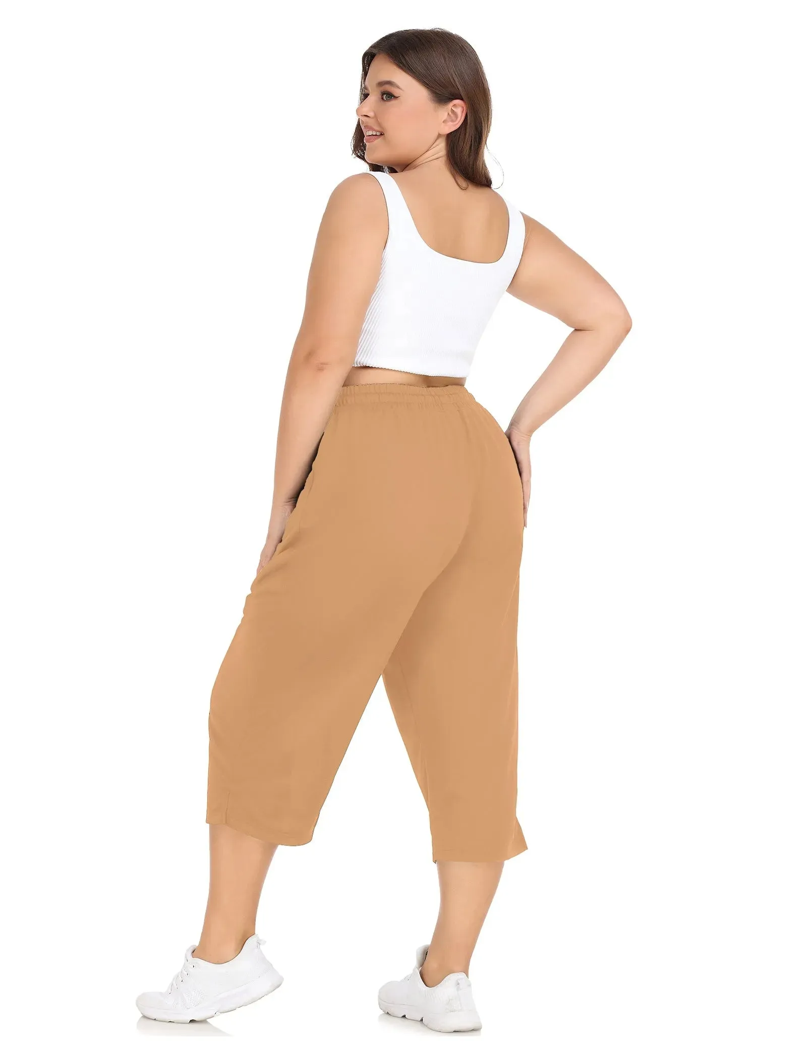 Pocket Elastic Waist Drawstring Capri Sweatpants