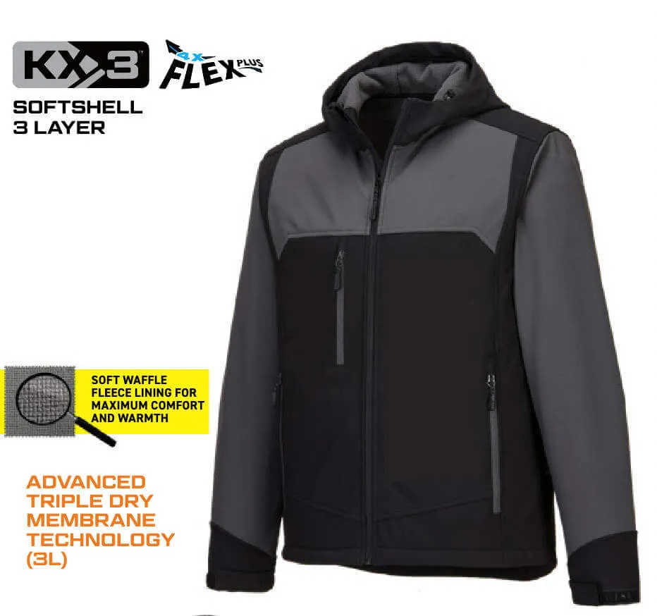 Portwest KX362 - KX3 Hooded Softshell Gray/Black