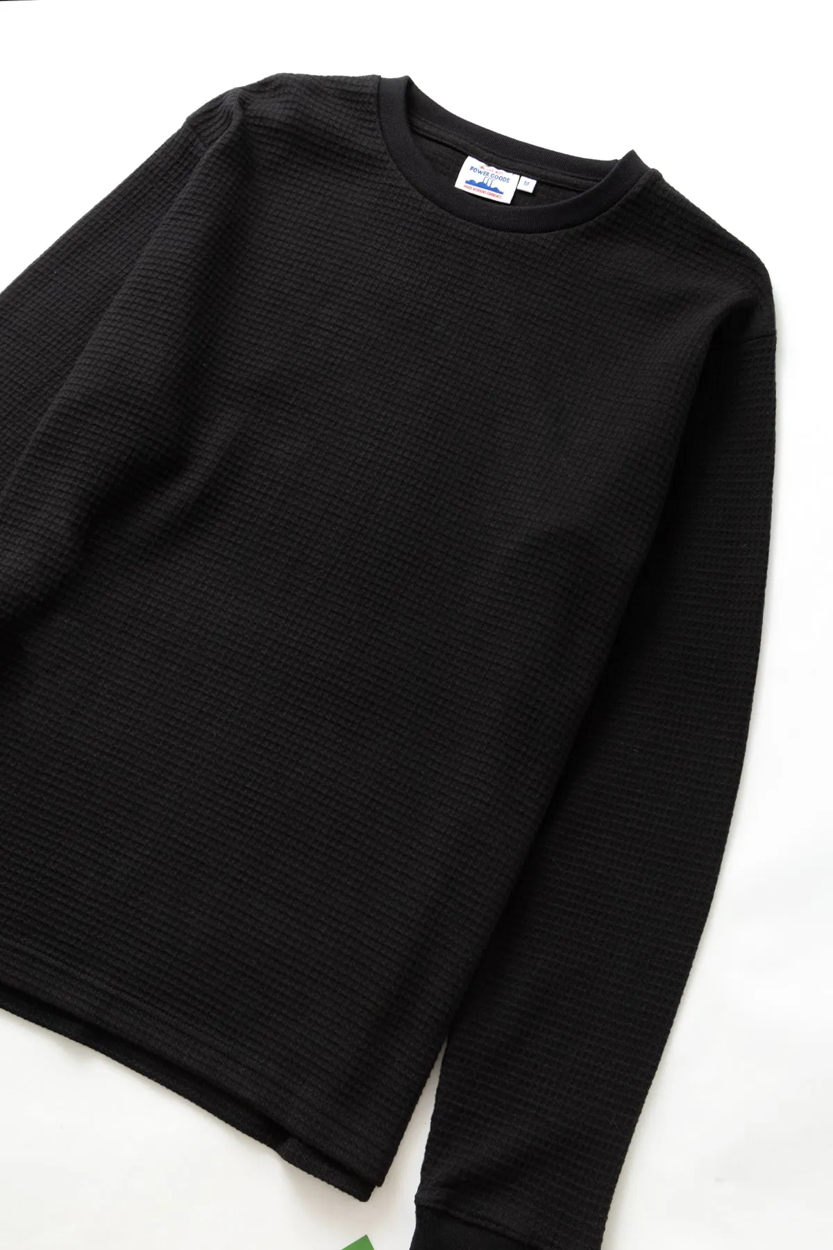 Power Goods - Thermal Waffle Long Sleeve Tee - Black