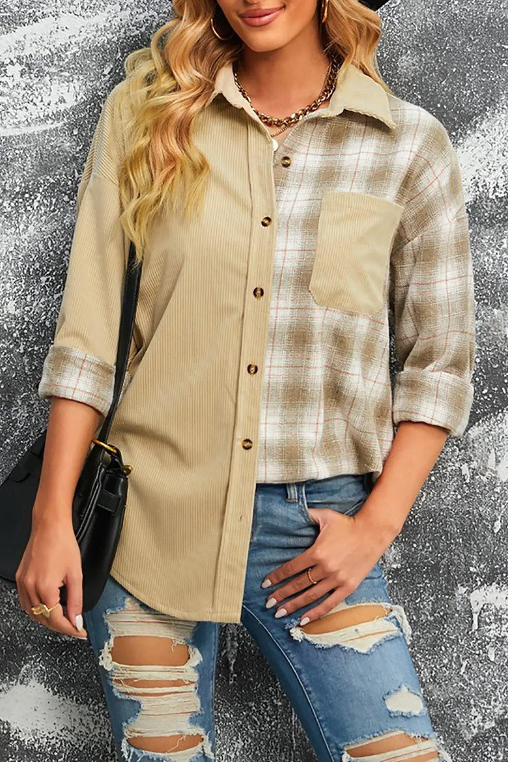 PRE-ORDER: Plaid Button Up Drop Shoulder Shacket