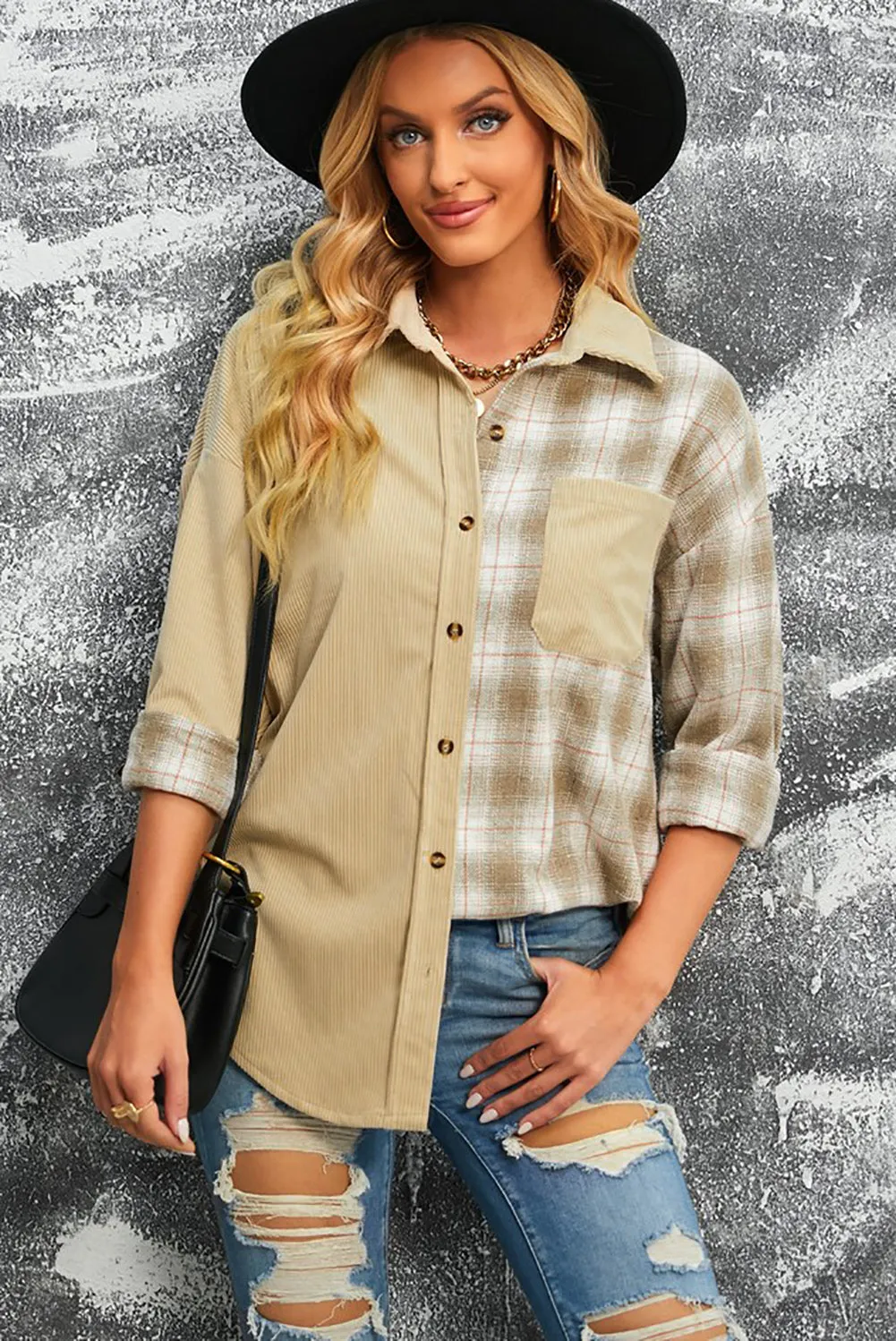 PRE-ORDER: Plaid Button Up Drop Shoulder Shacket