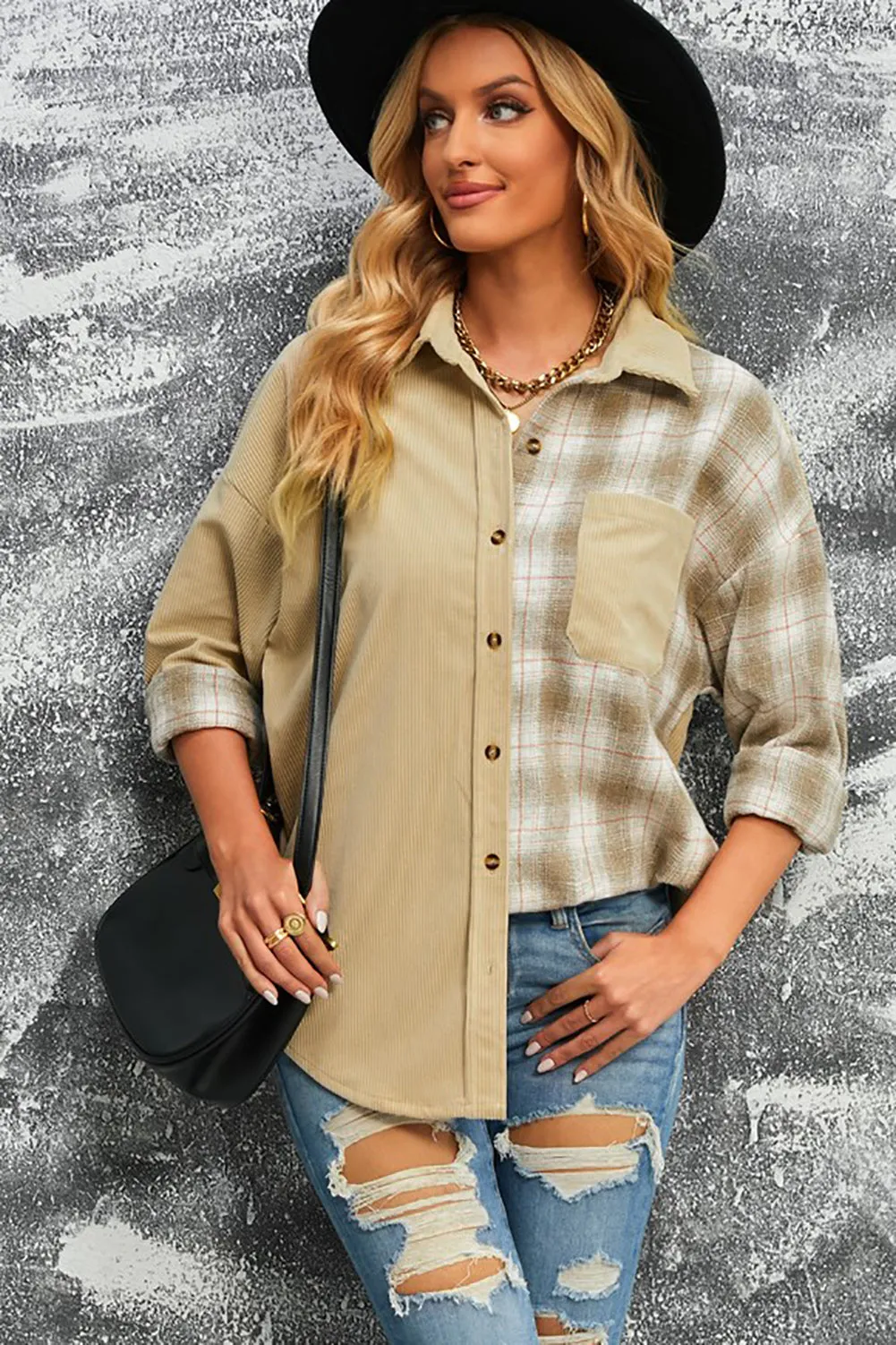 PRE-ORDER: Plaid Button Up Drop Shoulder Shacket