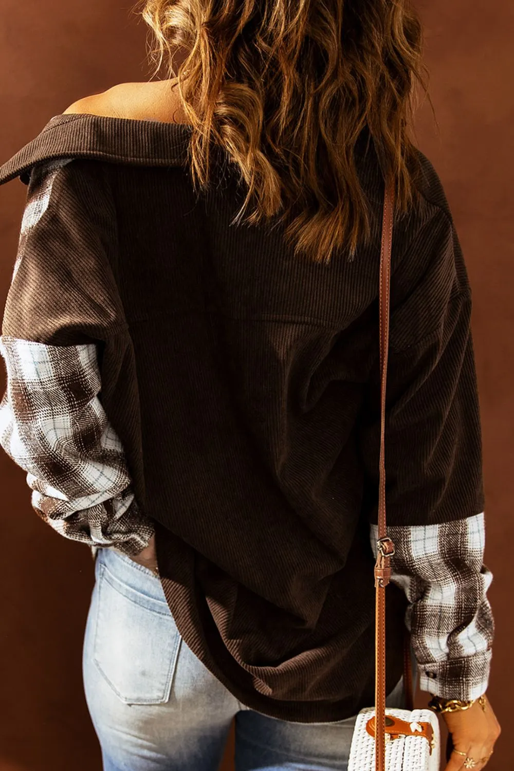 PRE-ORDER: Plaid Button Up Drop Shoulder Shacket