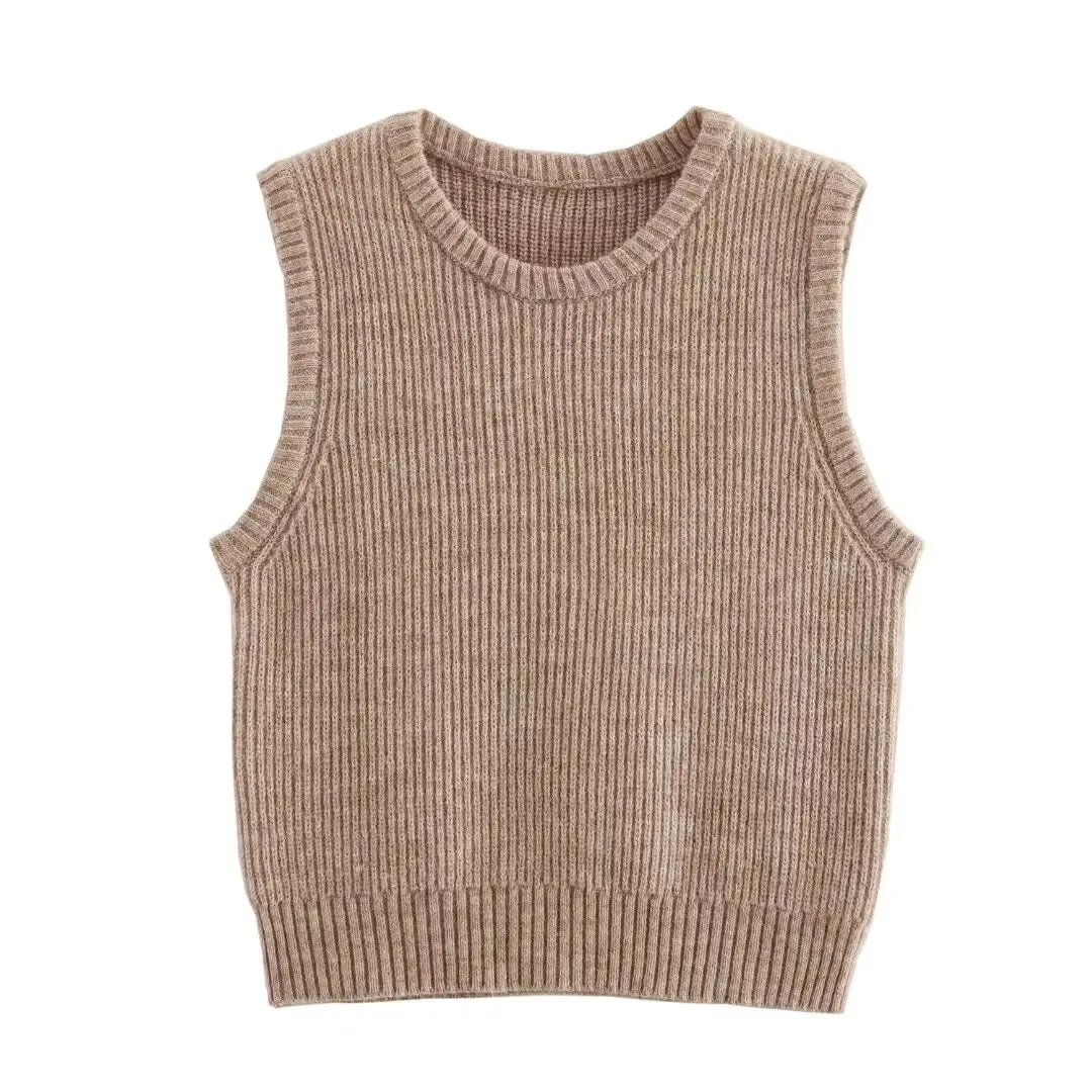 Pre Order:  Round Neck Knitted Vest   Hip Hugging Knitted Skirt