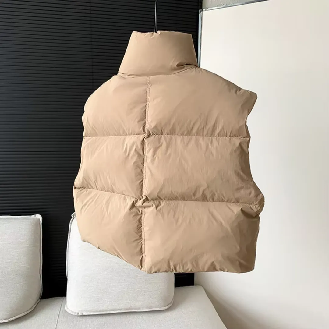 Pre Order:  Stand Collar Solid Short Puffer Vest