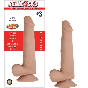 RealCocks Dual Layer Bendable Dildo 7.5 Inch Vanilla