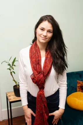 Red and Green Border Scarf