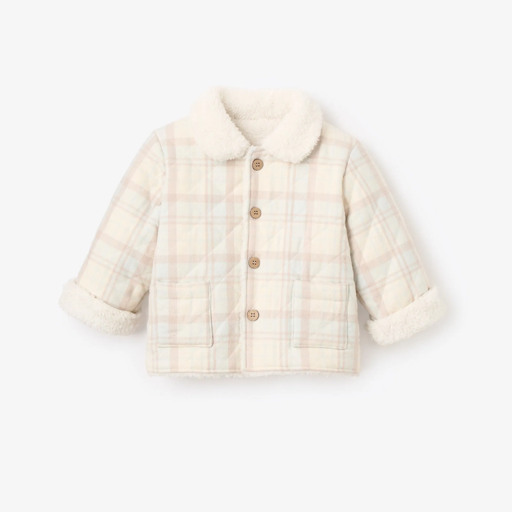 Reversible Plaid Sherpa Quilted Jacket