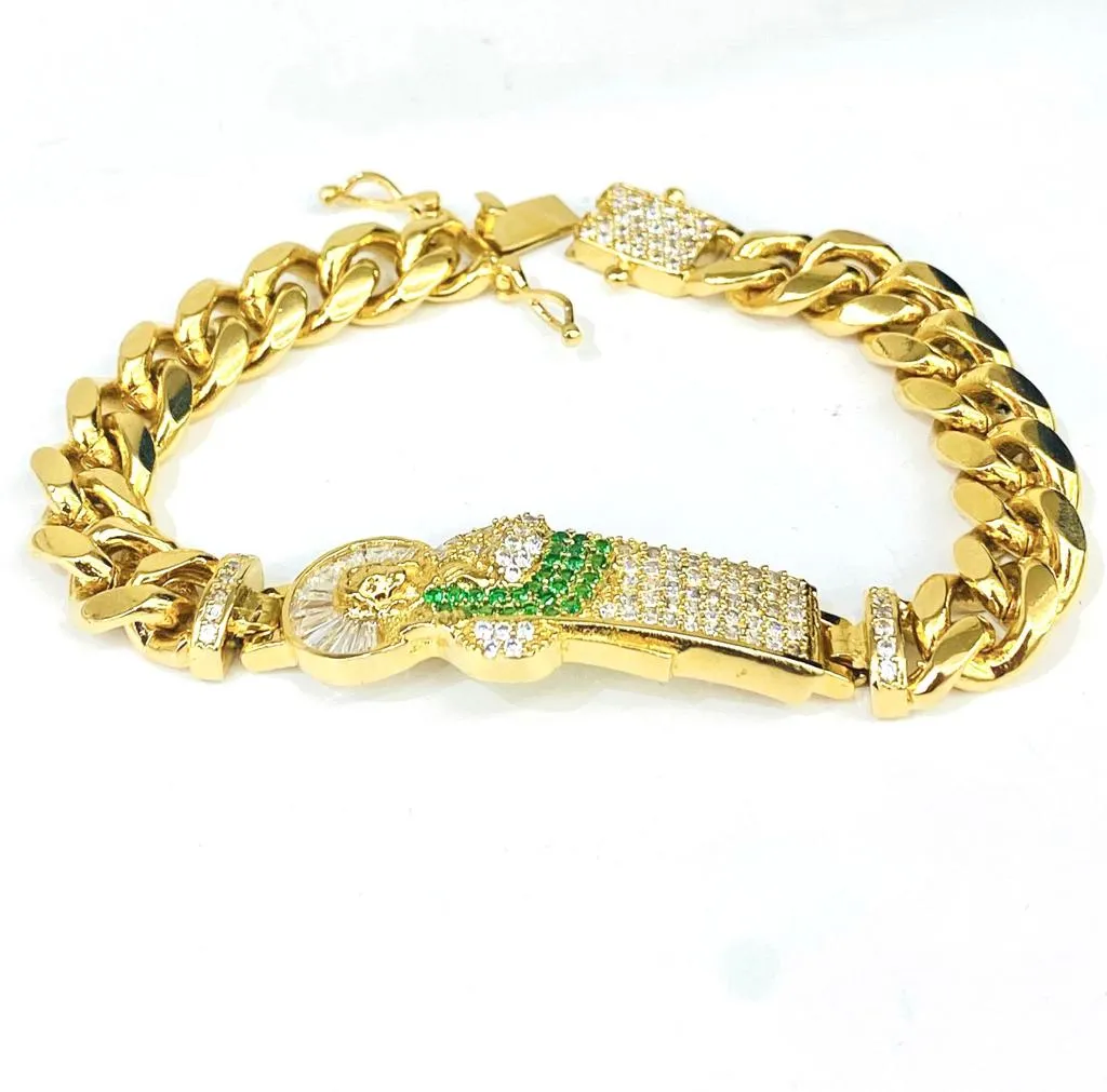 San Judas Men's Bracelet Cuban Link 8" 10mm 42g Gold Filled San Judas Gift