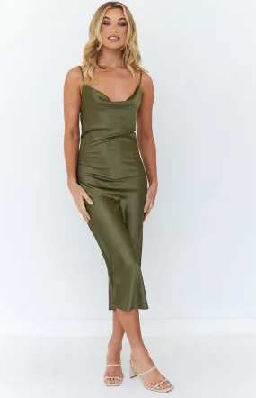 Schiffer Slip Midi Dress Khaki