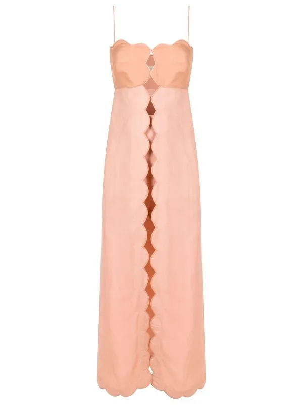 Seashell Solid Front-Slit Midi Dress