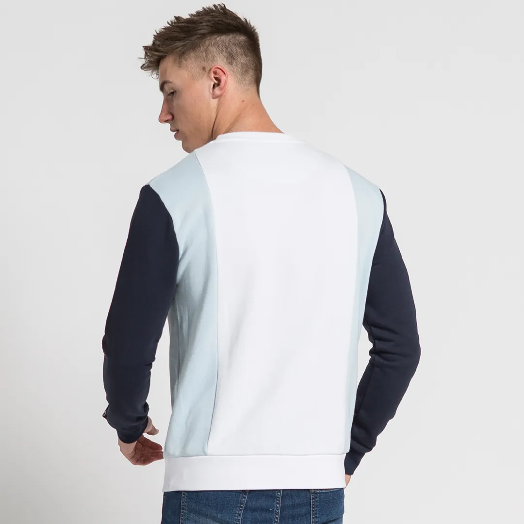 Sense Crew Sweater - White/Light Blue/Navy