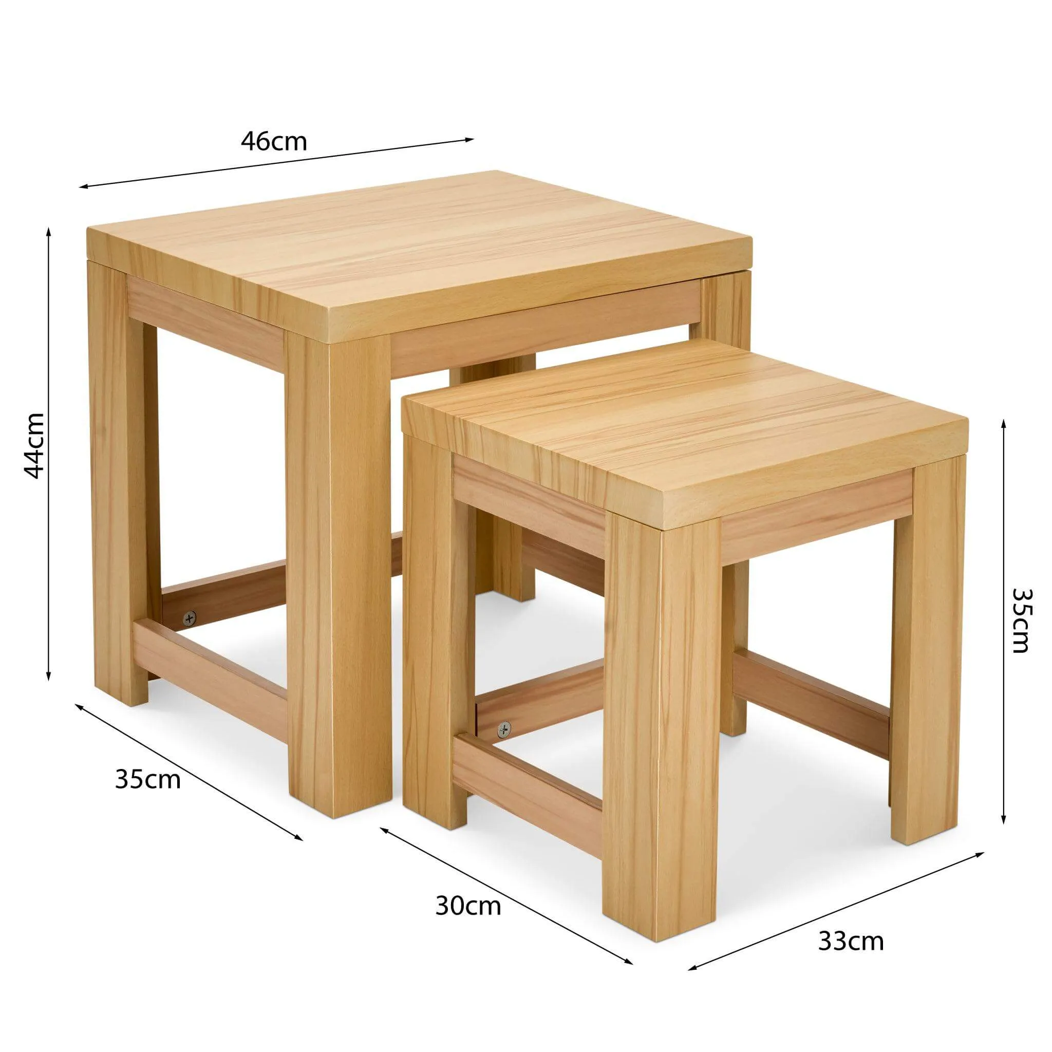 Set Of 2 Nesting Wooden Square Side Tables