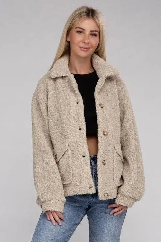 Sherpa button-front jacket