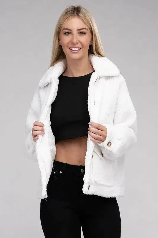 Sherpa button-front jacket