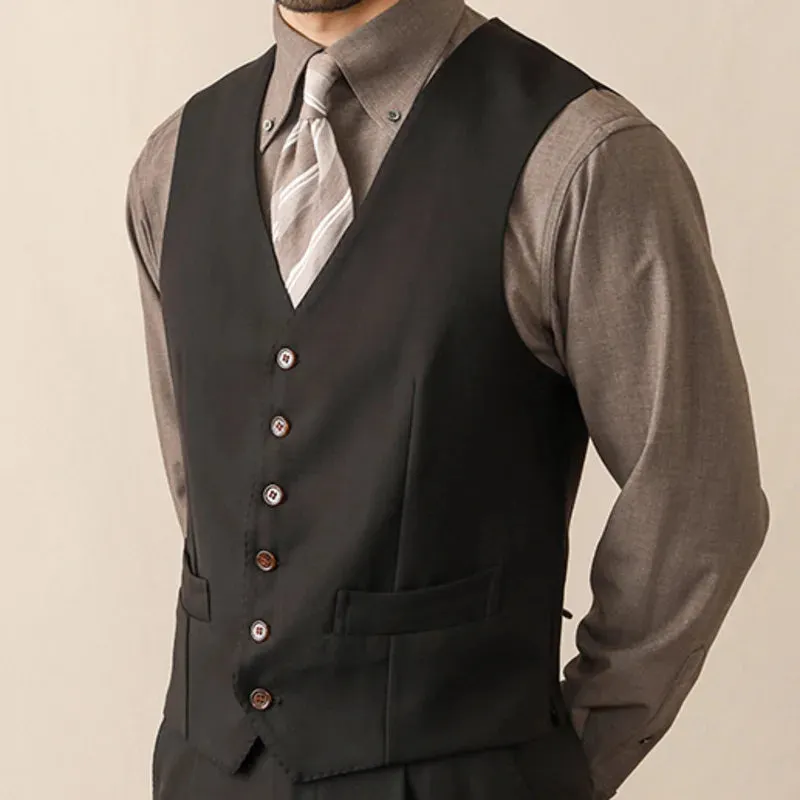 Single-Breasted V-Neck Polyester Vest