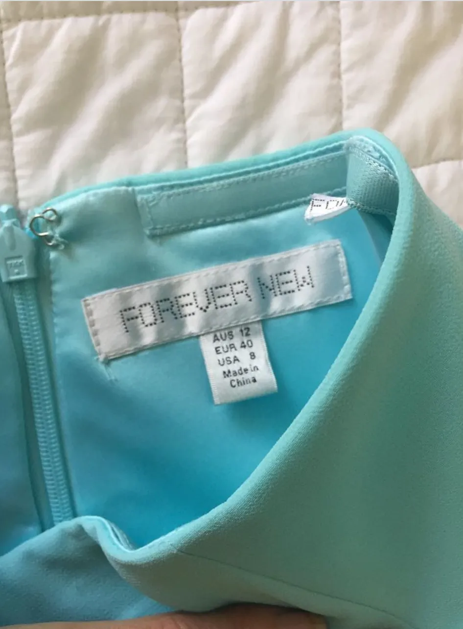 Size 12 FOREVER NEW tiffany aqua strapless dress RRP $229 Short Cocktail