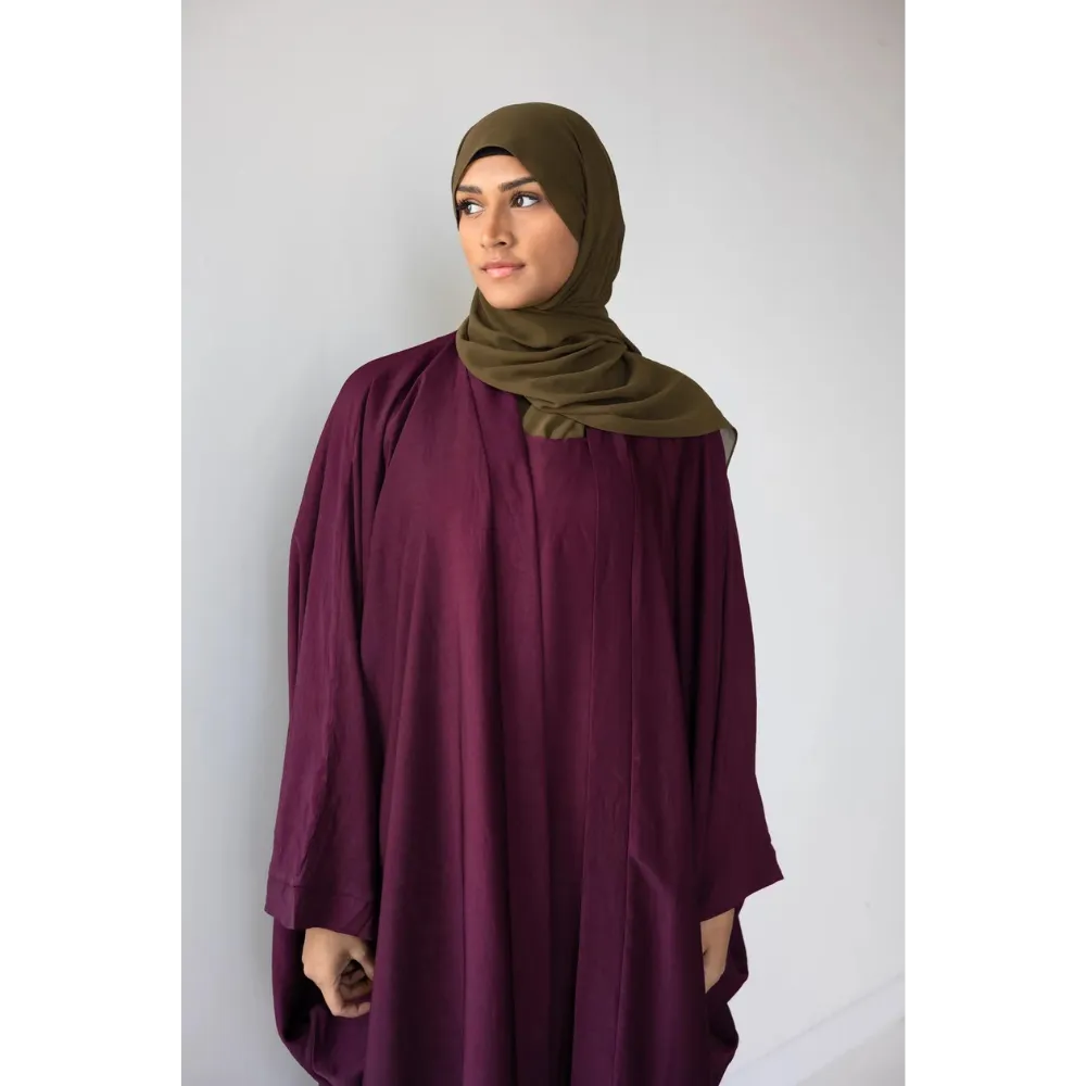 Slip Dress and Loose Fit Abaya (Electric Cherry)