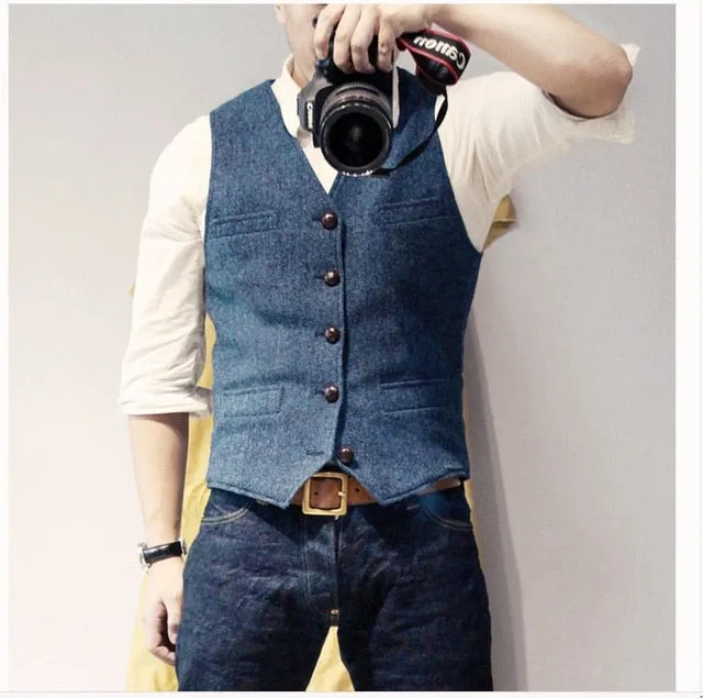 Solid Color Single-Breasted V-Neck Vest