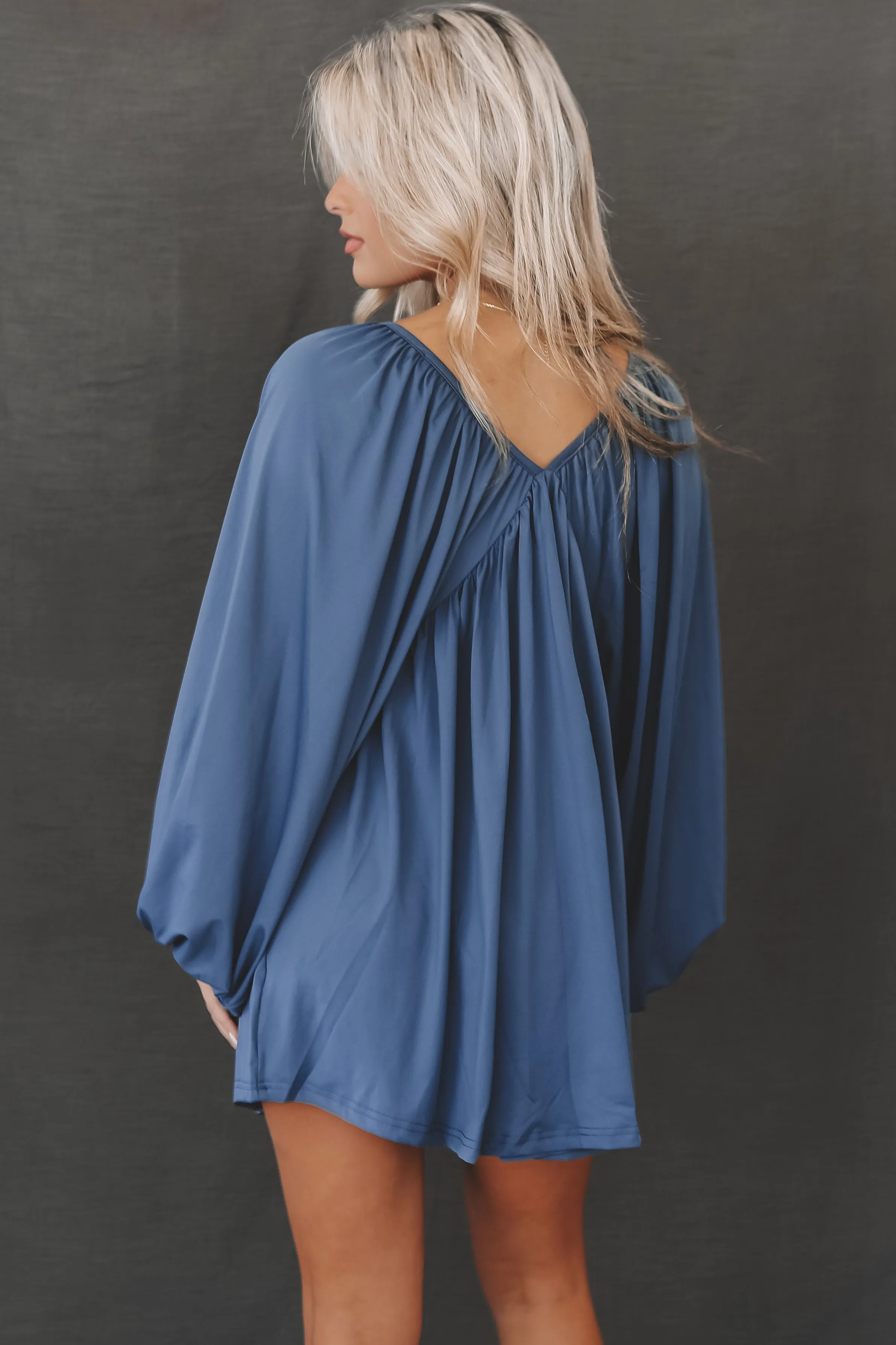 Something Extra Puff Sleeve Deep V Plunge Dress