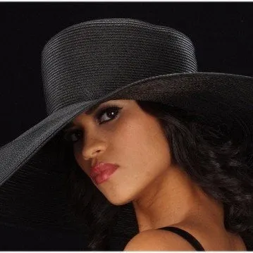 SS1002-Extra wide brim black straw