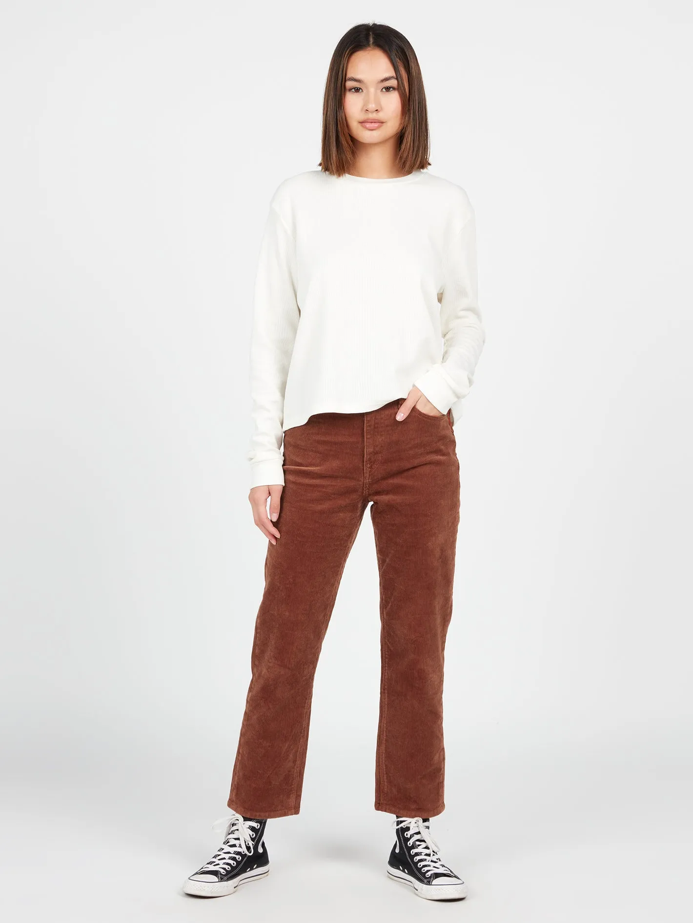 Stoned Straight Corduroy Pants - Dark Clay