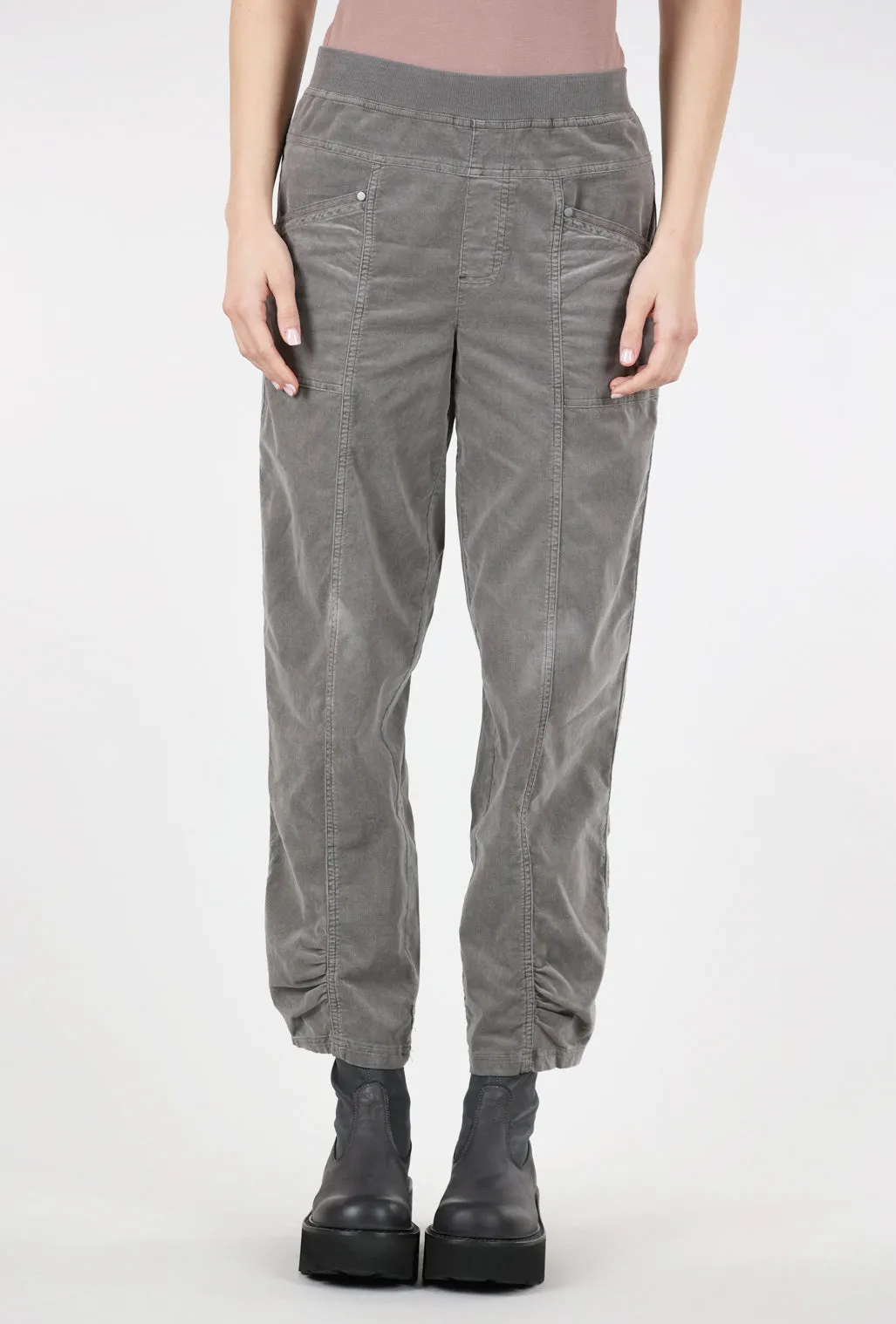 Stretch Cord Ruched Flood Pant, Earth