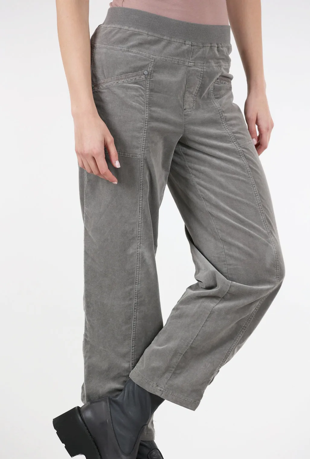 Stretch Cord Ruched Flood Pant, Earth