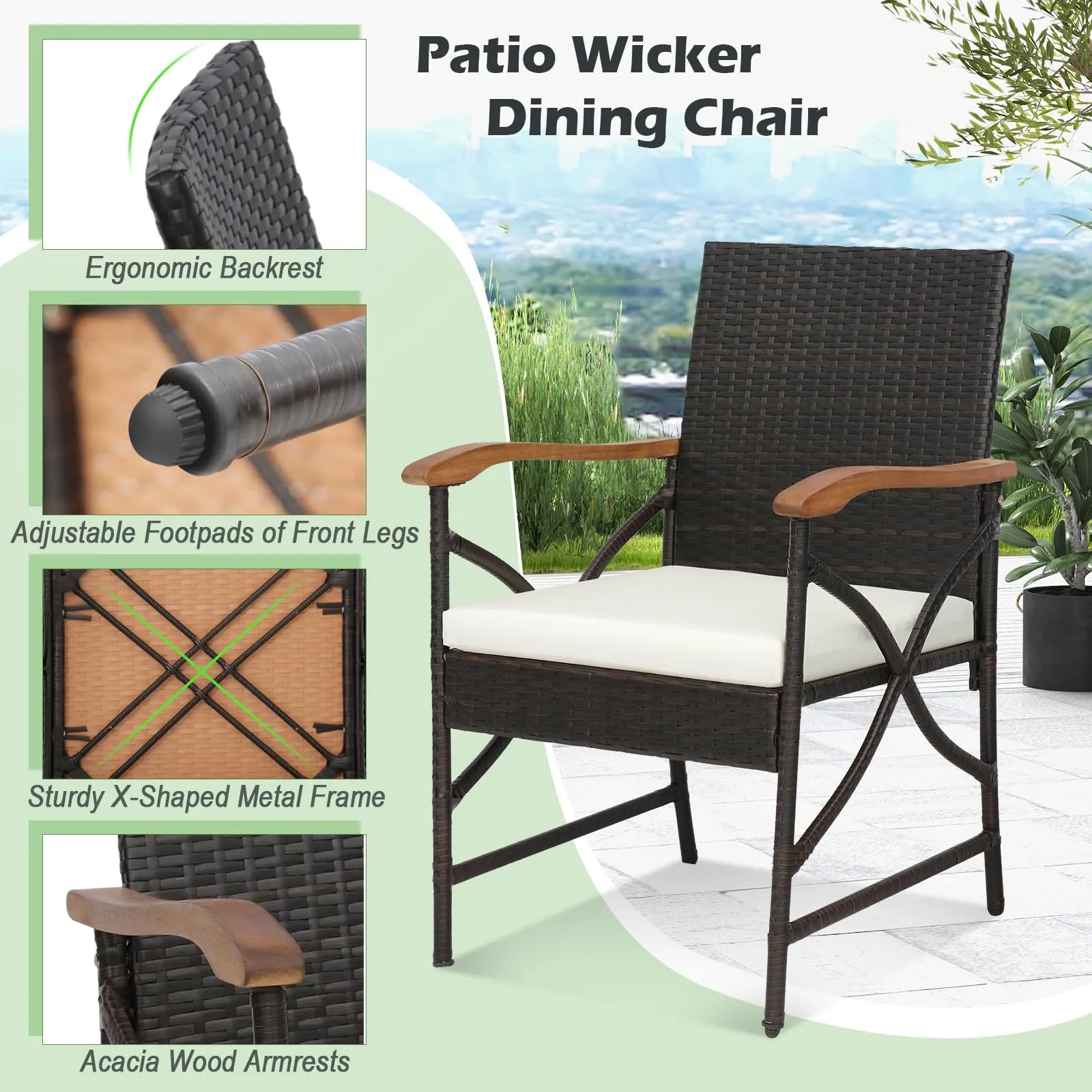 Tangkula 5 /7 PCS Patio Rattan Dining Set, Outdoor Wicker Chair & Dining Table Set