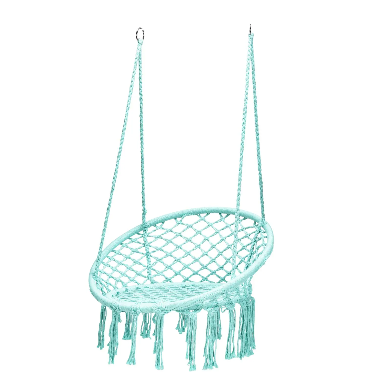 Tangkula Hanging Hammock Chair, Macrame Swing Chair with Tassels and Heavy-Duty Hanging Rings