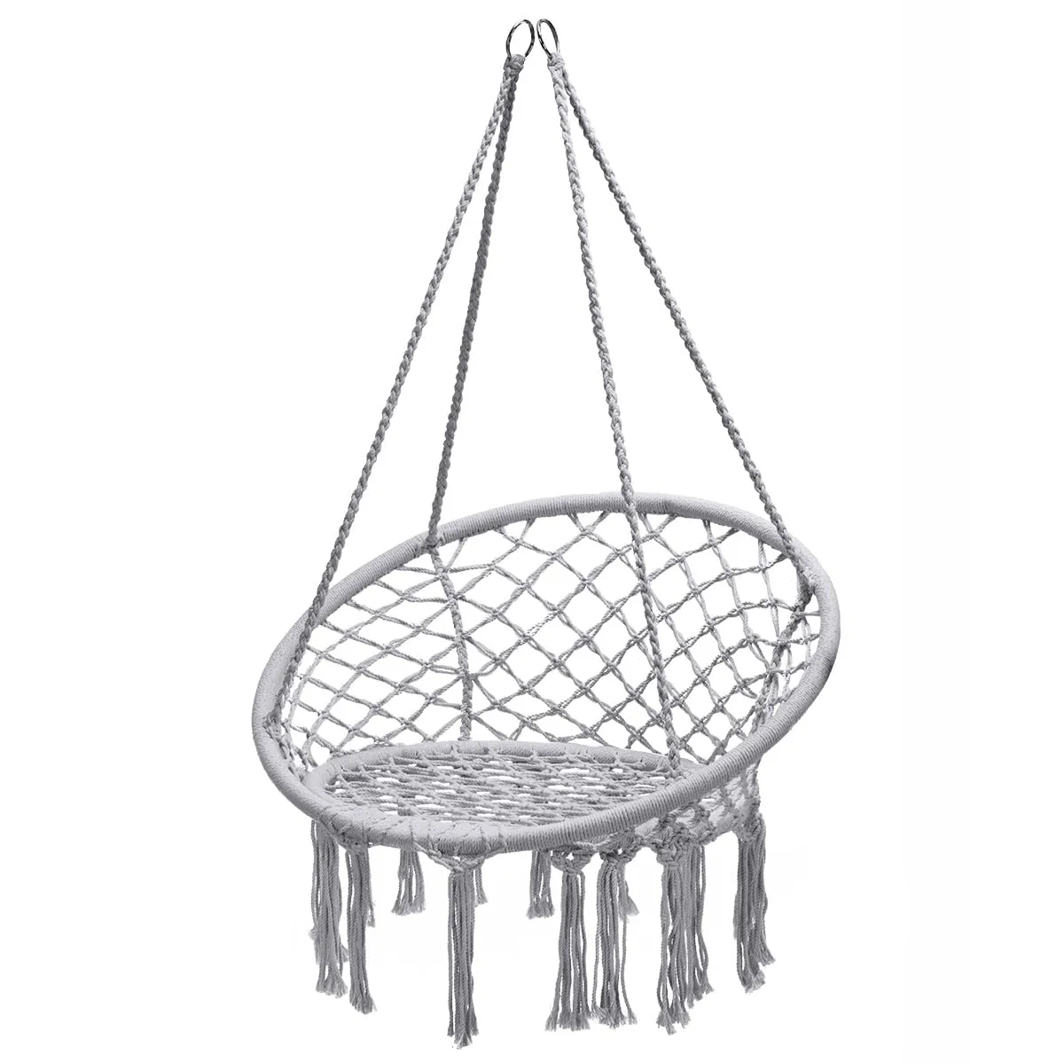 Tangkula Hanging Hammock Chair, Macrame Swing Chair with Tassels and Heavy-Duty Hanging Rings