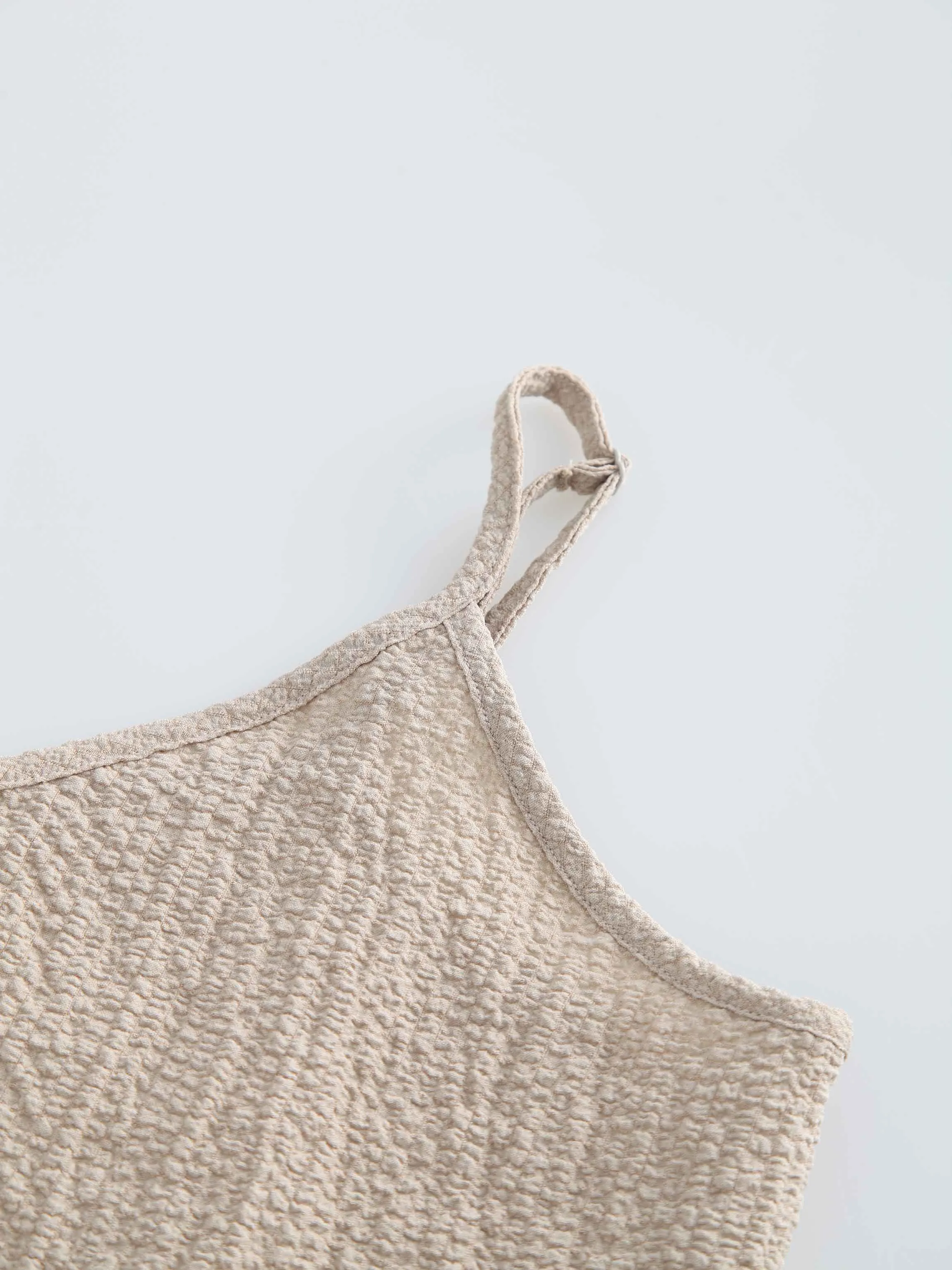 Textured Slip Dress-Taupe