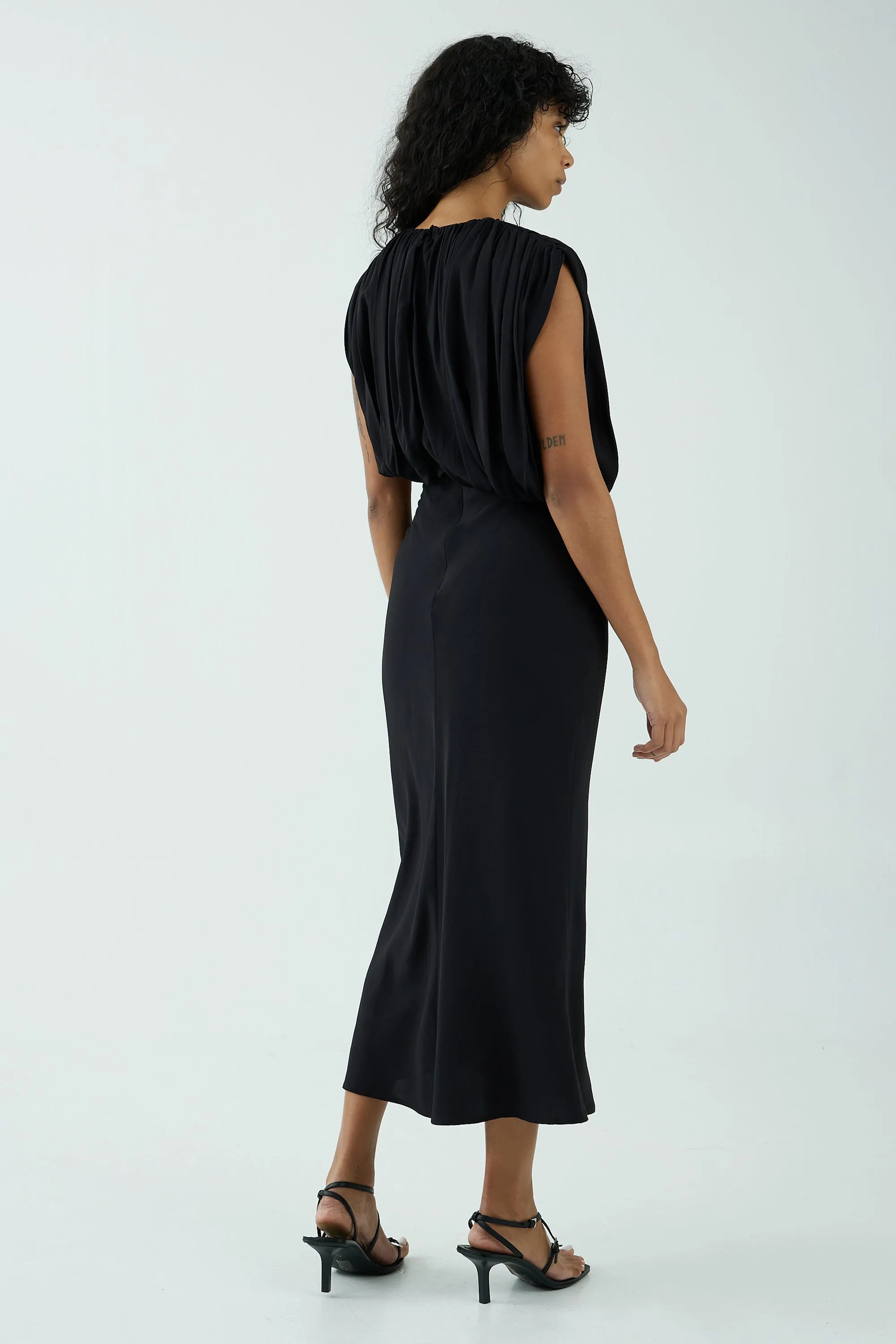 Third Form Overflow Drape Midi Dress - Black